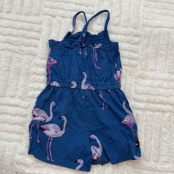 Tea Collection Smocked Romper In Flamingo Print - Picture 4 of 4
